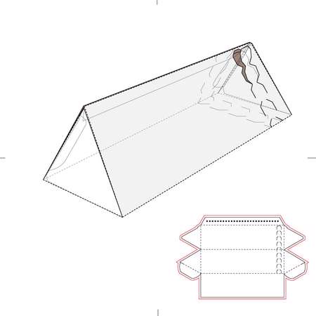 Triangular Tube Box with Zipper Seal and Die Cut Template