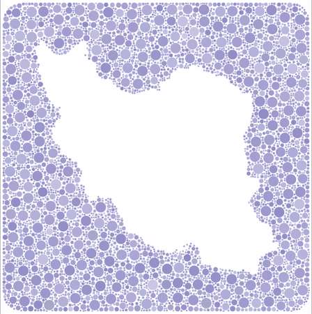 Map of Iran into a square icon. Mosaic of colored circles