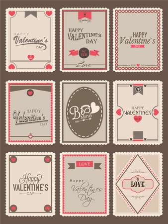 Love vintage poster stamp for Happy Valentines day celebration.