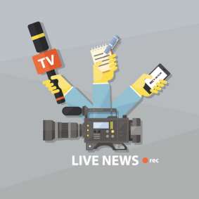 live news concept. flat illustration, elements for infographics