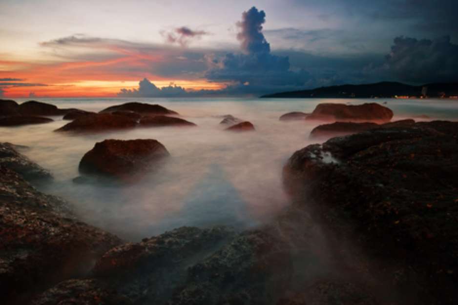 Tropical sunset. Karon beach. Phuket island. Kingdom Thailand