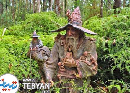 عکسهای مجسمه های چوبی بی نظیر در میان جنگل