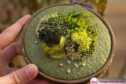 گلدوزی های برجسته زیبا با الهام از جلبک و خزه