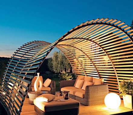 طراحی استراحتگاه‌های زیبا در کنار باغ و باغچه