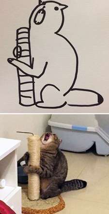 نقاشی‌های واقعی و خنده دار از گربه‌ها