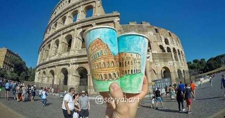 استفاده از لیوان کاغذی به جای بوم در سفر به دور دنیا