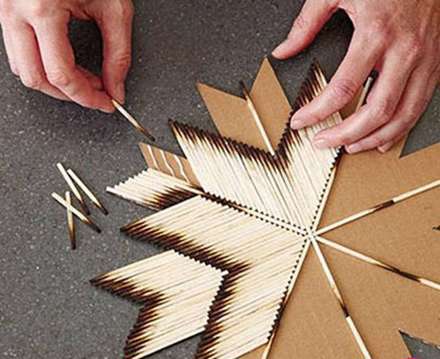 ساخت یک تابلوی زیبا با چوب کبریت سوخته