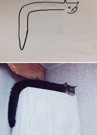 نقاشی‌های واقعی و خنده دار از گربه‌ها