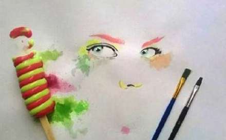 نقاشی با بستنی ذوب شده