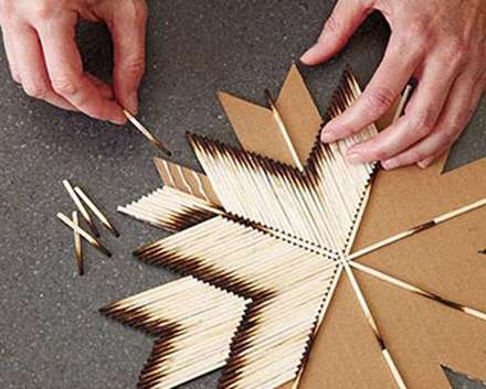 ساخت یک تابلوی زیبا با چوب کبریت سوخته