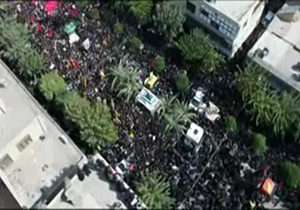 تصاویر هوایی از تشییع پیکر شهید حججی