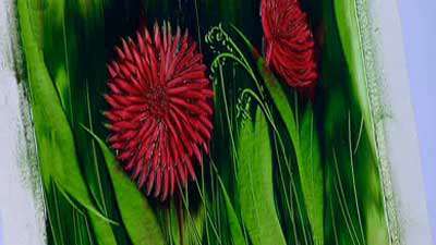 نقاشی با کاردک طرح گل داوودی