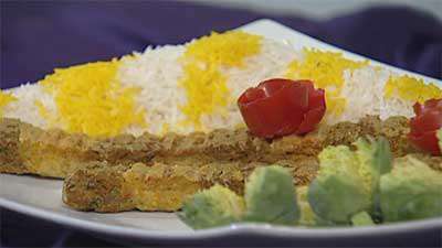 کباب تابه ای دو رنگ