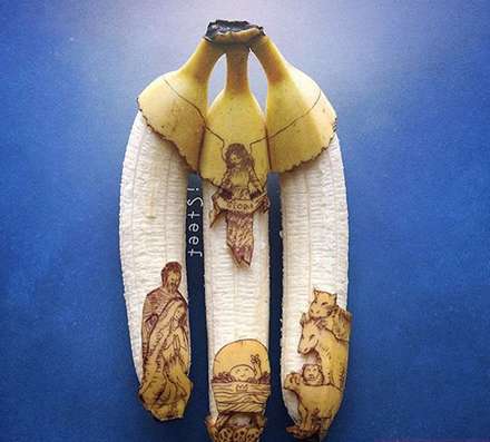 تندیس های خلاقانه بر پوست موز