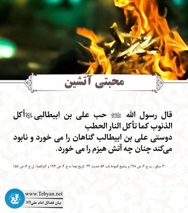 فضیلت امام علی: محبت علی گناهان را نابود می کند