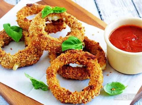 حلقه سوخاری پیاز و ژامبون خانگی