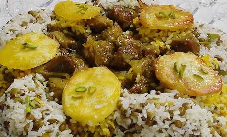 ماش پلو با ته دیگ مخصوص