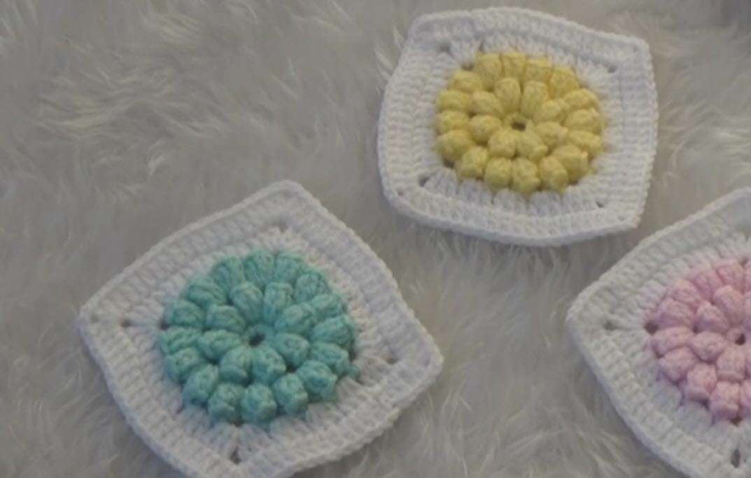 آموزش بافتنی | موتیف گل پاپ کورن