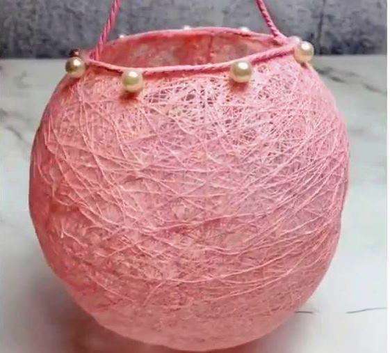 آموزش ساخت دکوری زیبا با نخ و چسب