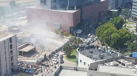 تل آویو، حادثه در تل آویو، سقوط جرثقیل، ریزش ساختمان، فرانسه، صهیونیست، رژیم صهیونیستی