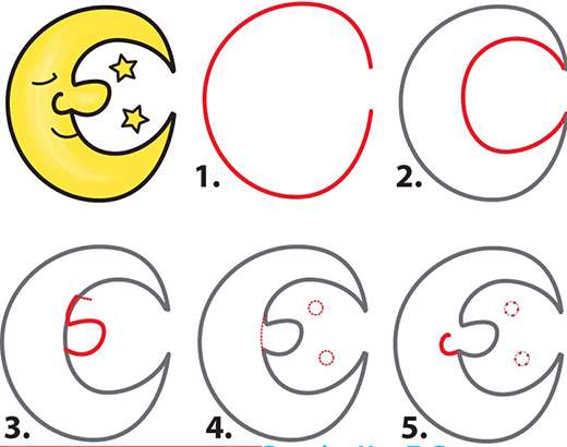 آموزش نقاشی ماه و ستاره برای کودکان
