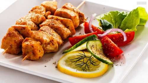 مرغ کبابی با سیب زمینی لیمویی