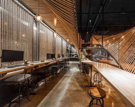 طراحی خیره کننده یک دفتر کار با موج طناب 