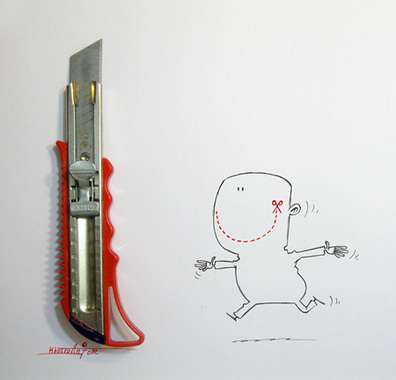 نقاشی های ترکیبی و طنز با اشیا 