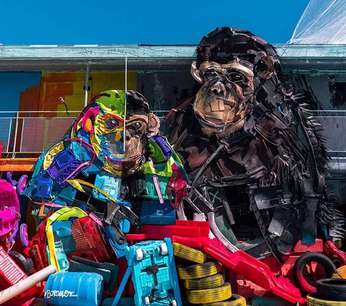 تبدیل زباله‌های ساحل به حیوانات غول‌پیکر! 