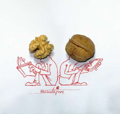 نقاشی های ترکیبی و طنز با اشیا 