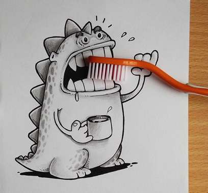 نقاشی های ترکیبی و طنز با اشیا 