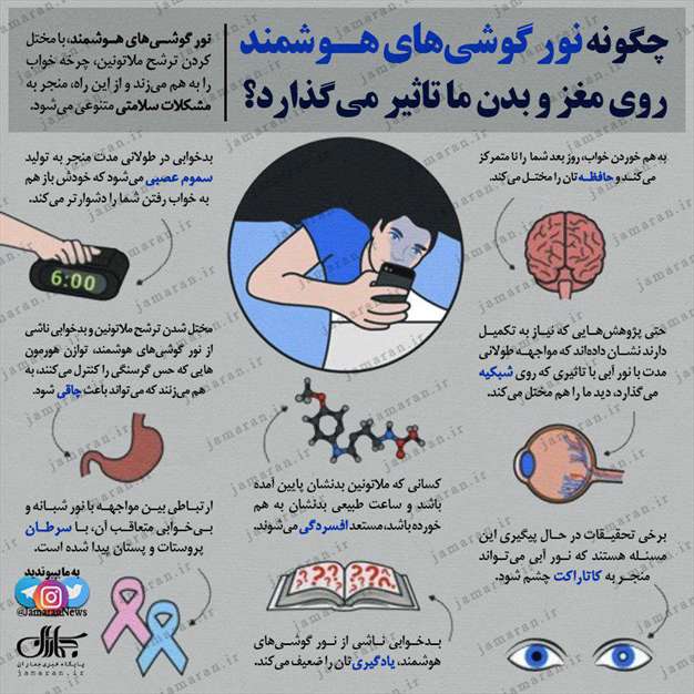 خطرات نور گوشی های هوشمند بر بدن