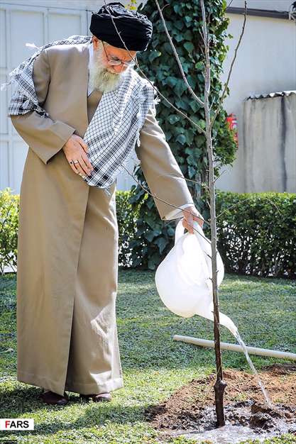 کاشت نهال توسط رهبر معظم انقلاب اسلامی