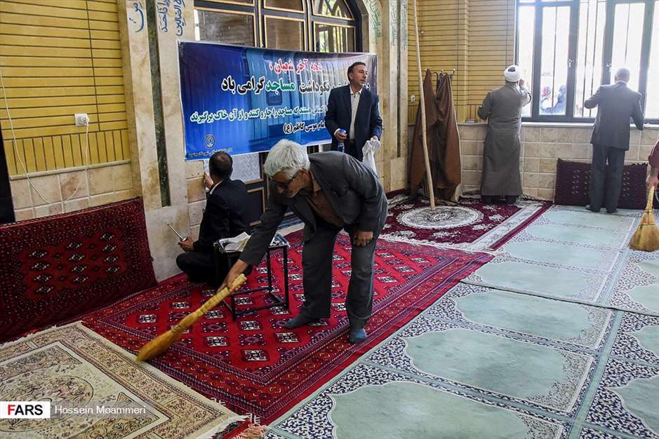 آیین غبارروبی مساجد بجنورد درآستانه ماه رمضان