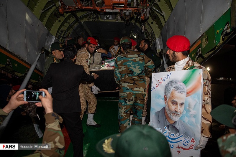 پیکر شهید، پیکر مطهر سردار، سردار قاسم سلیمانی، ورود به میهن، شهید ابومهدی المهندس،