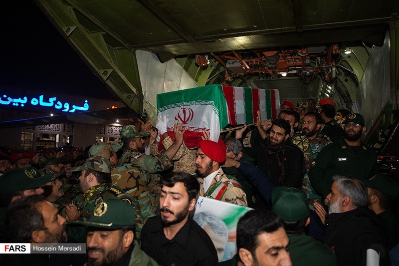 پیکر شهید، پیکر مطهر سردار، سردار قاسم سلیمانی، ورود به میهن، شهید ابومهدی المهندس،