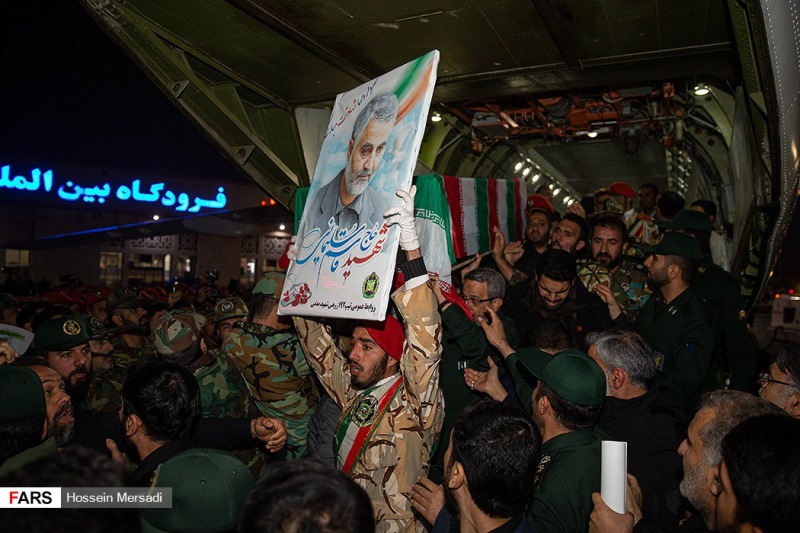 پیکر شهید، پیکر مطهر سردار، سردار قاسم سلیمانی، ورود به میهن، شهید ابومهدی المهندس،