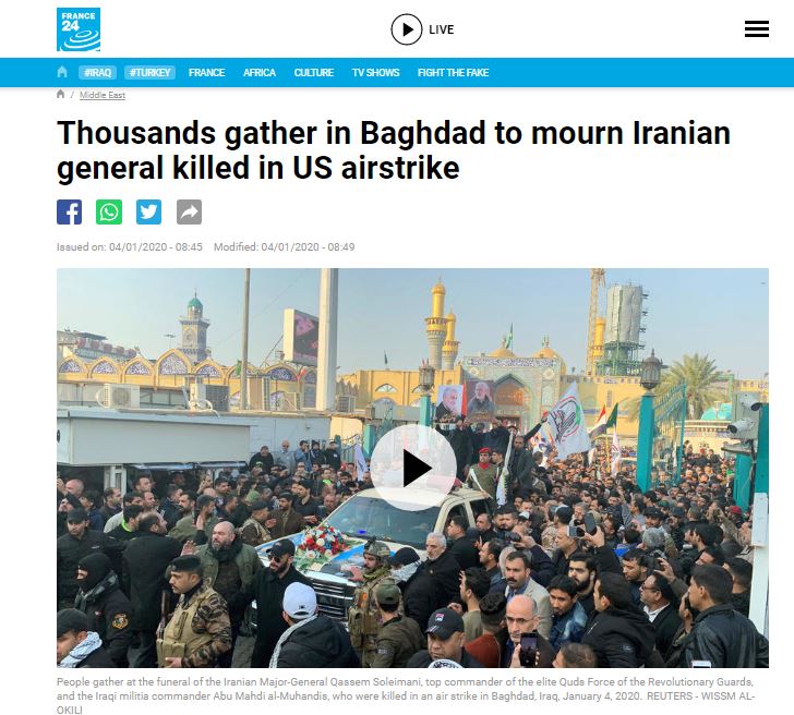 تشییع، شهدای مقاومت، شهید سردار قاسم سلیمانی، بازتاب جهانی، تهران، ایران، کرمان، اهواز، مشهد،