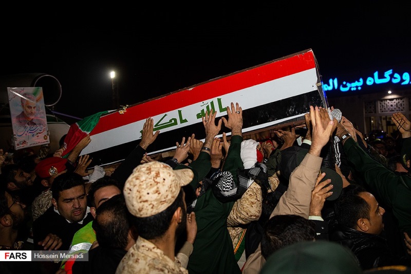 پیکر شهید، پیکر مطهر سردار، سردار قاسم سلیمانی، ورود به میهن، شهید ابومهدی المهندس،