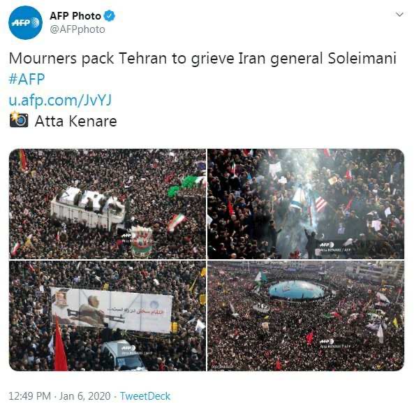 تشییع، شهدای مقاومت، شهید سردار قاسم سلیمانی، بازتاب جهانی، تهران، ایران، کرمان، اهواز، مشهد،