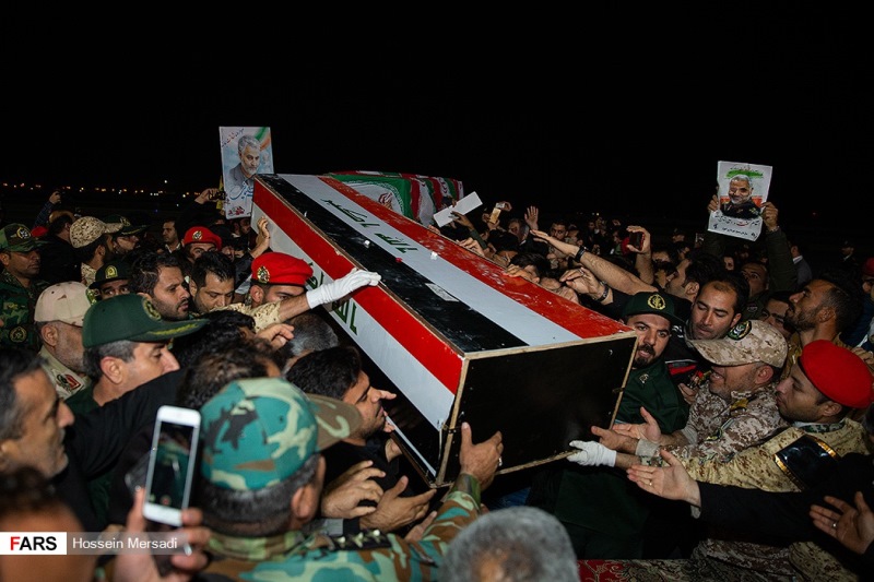 پیکر شهید، پیکر مطهر سردار، سردار قاسم سلیمانی، ورود به میهن، شهید ابومهدی المهندس،