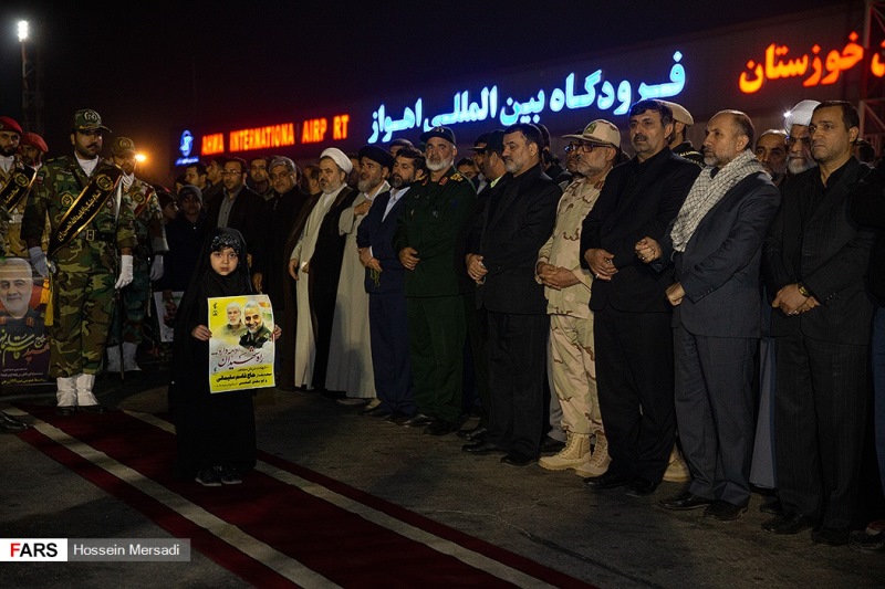 پیکر شهید، پیکر مطهر سردار، سردار قاسم سلیمانی، ورود به میهن، شهید ابومهدی المهندس،