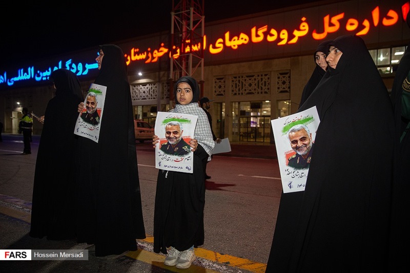 پیکر شهید، پیکر مطهر سردار، سردار قاسم سلیمانی، ورود به میهن، شهید ابومهدی المهندس،