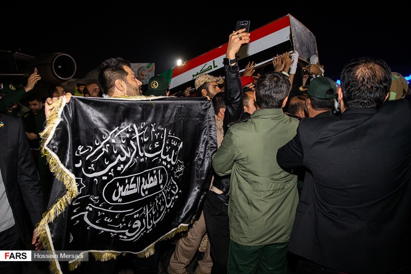 پیکر شهید، پیکر مطهر سردار، سردار قاسم سلیمانی، ورود به میهن، شهید ابومهدی المهندس،