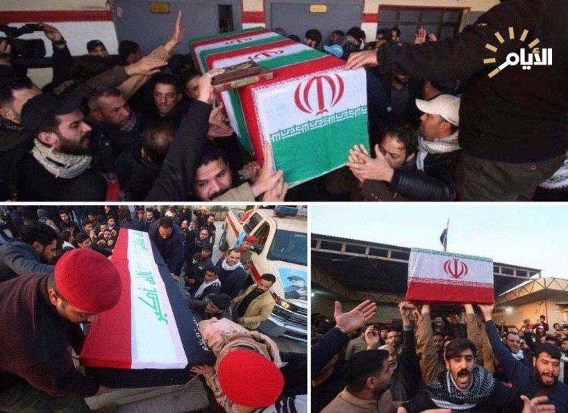 تشییع پیکر شهید سلیمانی، شهید المهندس، عراقی ها، مقامات سیاسی عراق، مردم عراق،