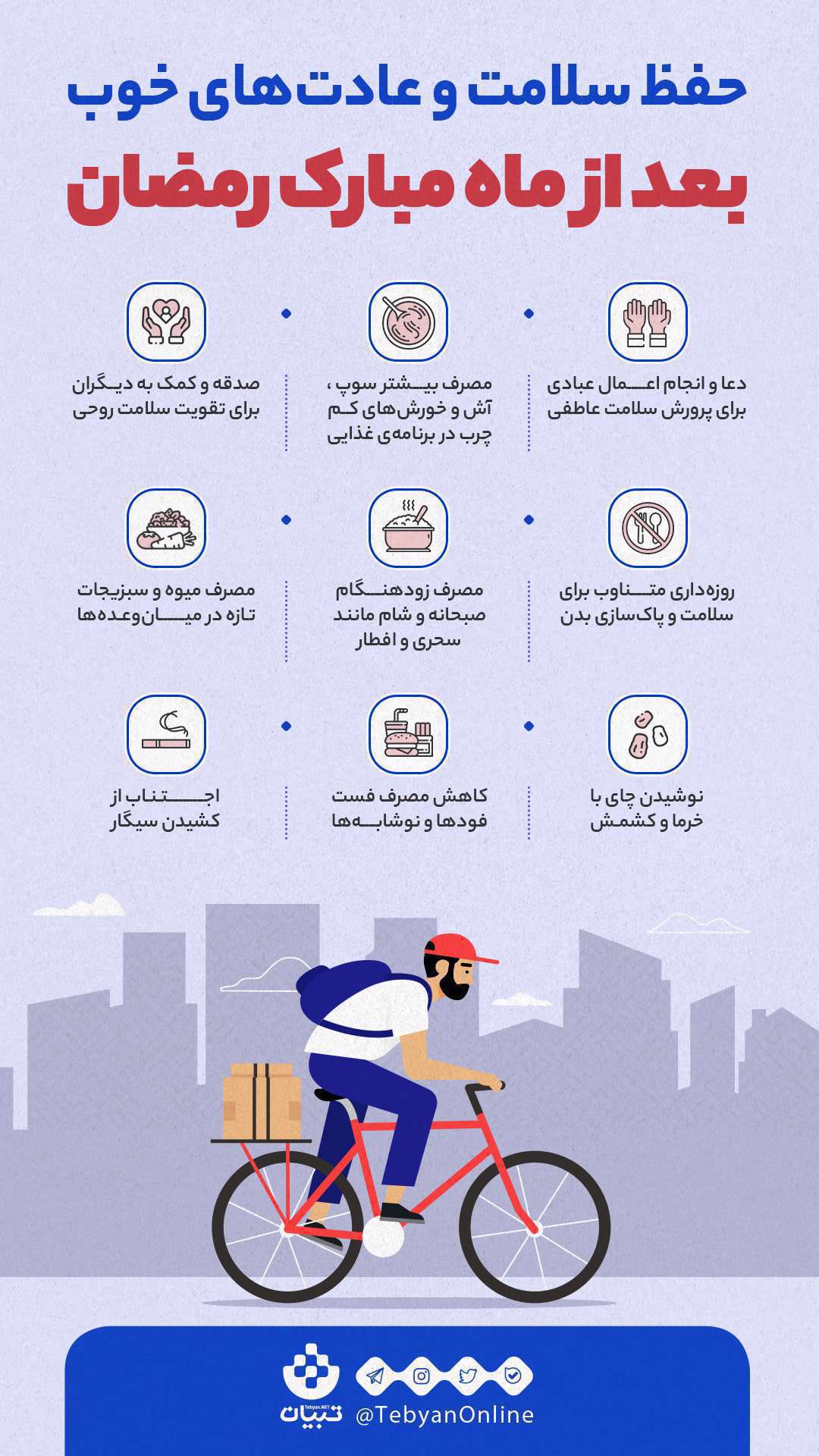 اینفوگرافیک| حفظ سلامتی پس از پایان ماه مبارک رمضان اینفوگرافیک| حفظ سلامتی پس از پایان ماه مبارک رمضان