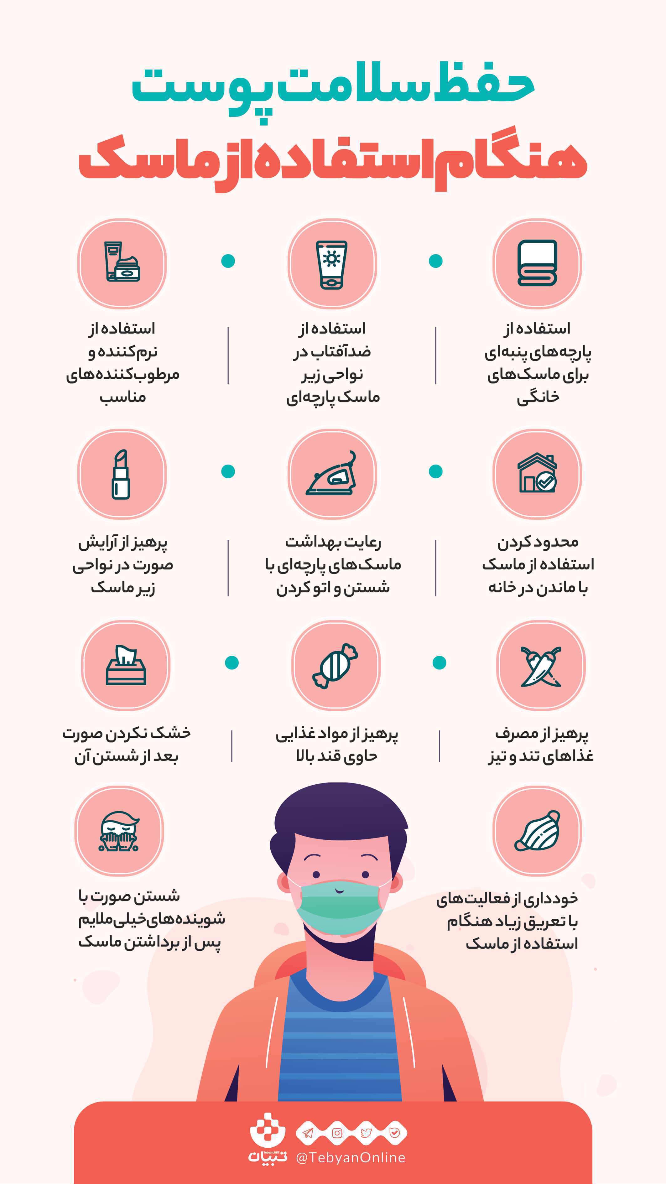 حفظ سلامت پوست، استفاده ماسک، تحریکات پوستی، عوارض پوستی،