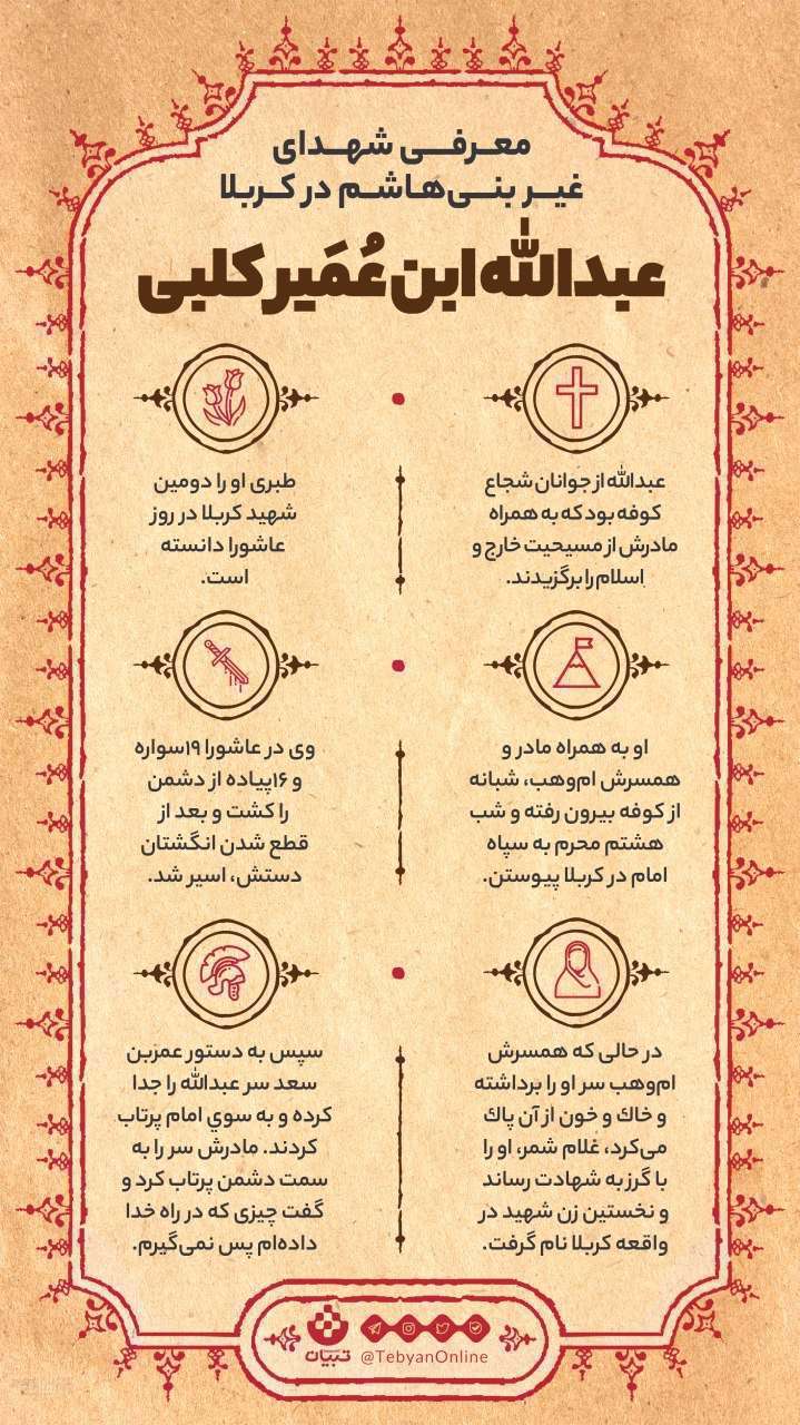 عبدالله بن عُمَیر کَلبی، شهادت، شهید واقعه عاشورا، ام وهب، واقعه کربلا، حسینیه،