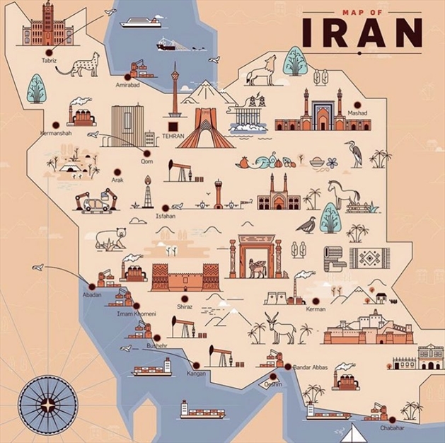 نقشه آثار باستانی و گردشگری ایران 