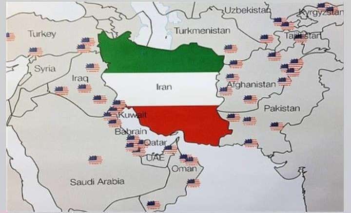 نقشه پایگاه هی آمریکا در اطراف ایران